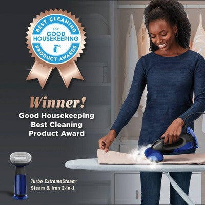Conair Turbo Extreme Steam 2-in-1 Steam and Iron with Turbo: Handheld Garment Steamer, 1875W, Detachable Water Tank