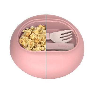 Bentgo Bowl Insulated Leakproof Bowl with Collapsible Utensils & Snack Compartment - Blush Pink