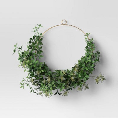 Thistle and Leaf Ring Wreath - Threshold: Faux Floral Decor for Indoor, Unlit Novelty Shape (LOCAL PICKUP ONLY)