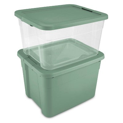 66qt Latching Storage Box Versatile Green Lid and Latch Clear - Brightroom (LOCAL PICKUP ONLY)