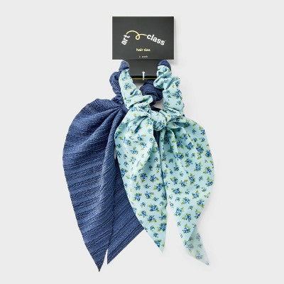 Girls' 2pk Ditsy Floral Print Twister Scarves - art class Blue