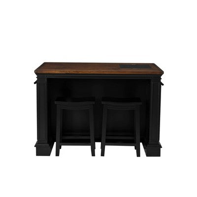 Powell Posie Kitchen Island with 2 Stools Black (LOCAL PICKUP ONLY)