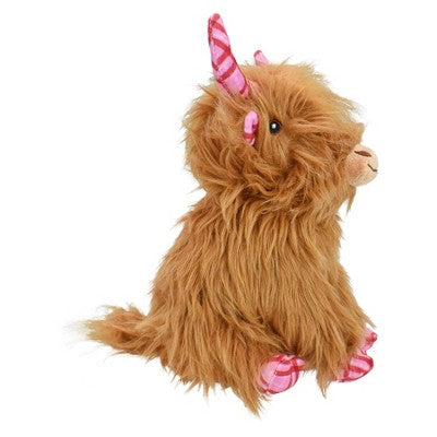 Multipet Highland Cow Interactive Plush Plaid Dog Toy