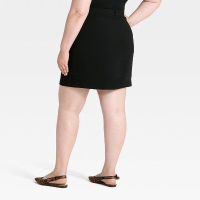 Women's Tailored Mini A-Line Skirt - A New Day Black 2X