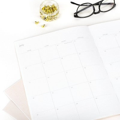 Sugar Paper Essentials Monthly Planner 1/4"x8-9/16"x11" Pale Pink with Rose