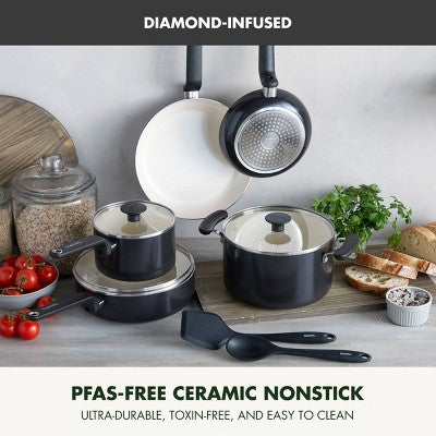 GreenPan Rio Advanced 10pc Ceramic Nonstick Cookware Set Black