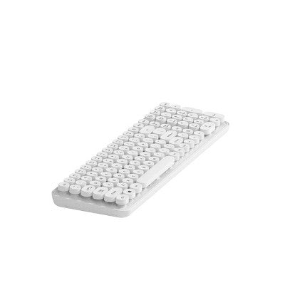 North Full Size Round Pop Key Wireless Keyboard - White: 105 Keys, Radio Frequency