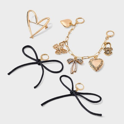 Hearts and Bows Shoe Charm Set - Wild Fable Gold