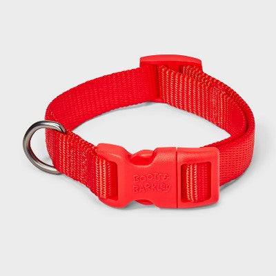 Basic Adjustable Dog Collar with Matching Buckle - S - Red - Boots & Barkley