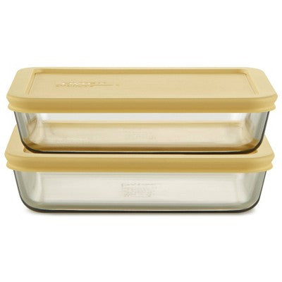 Pyrex Simply Store Tinted 4pc Lidded Rectangle Storage Set Yellow