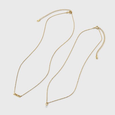 14K Gold Dipped Cubic Zirconia "xoxo" Multi-Strand Necklace - A New Day Gold