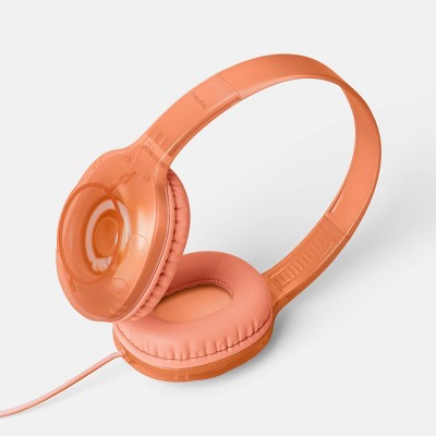 Wired On-Ear Translucent Jelly Headphones - heyday Peach: Built-In Microphone, 3.5mm Jack