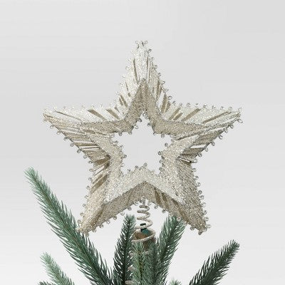 12" Metal Star with Glittered String Christmas Tree Topper Silver - Wondershop
