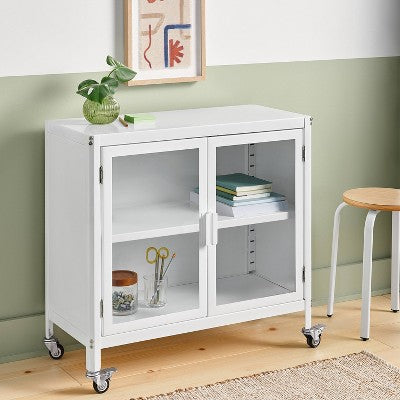 2 Door Metal Rolling Locker Storage Cabinet Chalk White - Room Essentials (LOCAL PICKUP ONLY)