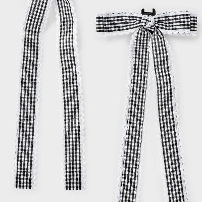 Girls' 2pk Gingham Bow Claw Clip Set - art class Black/White: Classic Pattern Hair Styling Accessory, All Hair Types