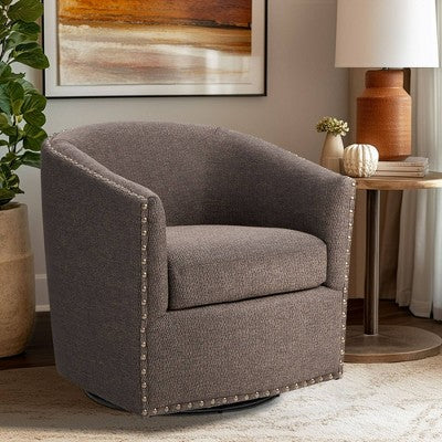Madison Park Sheldon Swivel Chair Chocolate : Upholstered Accent, No Assembly, 300lb Capacity (LOCAL PICKUP ONLY)