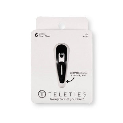 TELETIES Seamless Snap Hair Clips - Black - 6pc