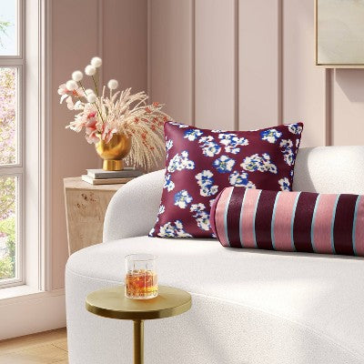 Square Floral Pillow Berry - Threshold