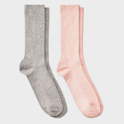 Men's 2pk Casual Crew Socks - Goodfellow & Co Light Pink/Gray 6-12
