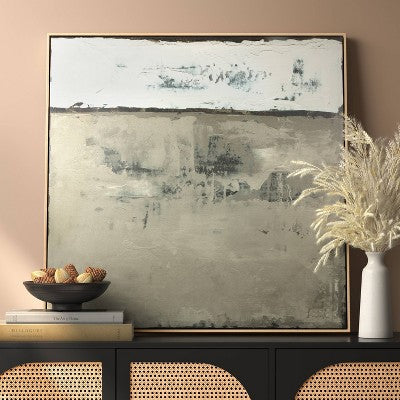 33"x33" Color Block Abstract Canvas Framed Art Neutrals - Threshold (LOCAL PICKUP ONLY)