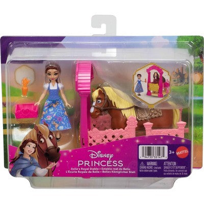 Disney Princess Belle & Philippe Small Doll & Horse Set with Stable Playset & Accessories