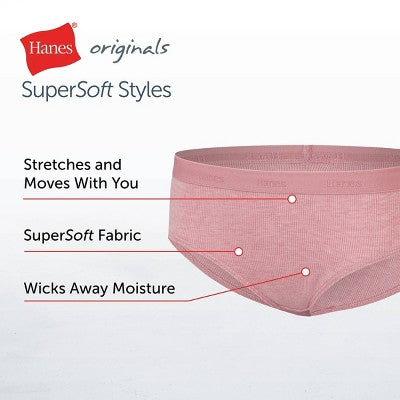 Hanes Originals Girls' 5pk SuperSoft Hipster Underwear 8