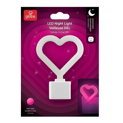 Globe Electric Auto On/Off Neon Pink Heart Night Light
