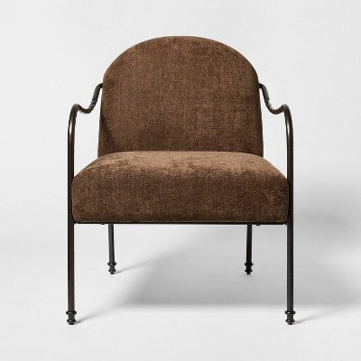 Twisted Metal Upholstered Accent Chair Chocolate Brown - Threshold designed with Studio McGee (LOCAL PICKUP ONLY)