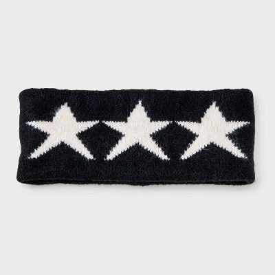 Girls' Knitted Jacquard Headband - art class Black/White