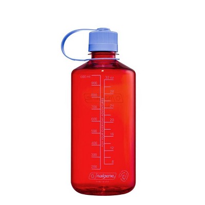 Nalgene 32 fl oz Plastic Narrow Mouth Water Bottle - Marmalade: Portable Drinkware, Recycled Material