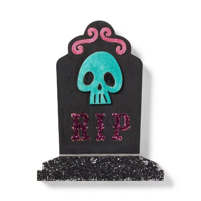 Halloween Craft Skull Headstone Wood Base - Mondo Llama