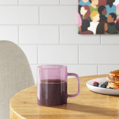 14oz Borosilicate Glass Mug Translucent Pink - Room Essentials: Coffee & Glass Mugs, Microwave & Dishwasher Safe