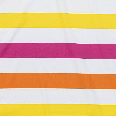 60"x60" Microfiber Multi Striped Beach Blanket with Snapable Strap Pink/Orange/Yellow - Sun Squad