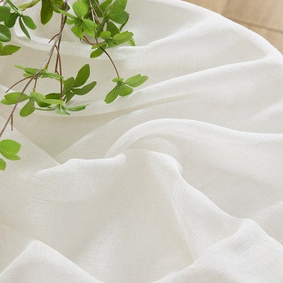 HLC.ME Penelope Faux Linen Textured Privacy Sheer Light Filtering Rod Pocket Curtains Panels, Set of 2 - Ivory, 54 W x 96 L