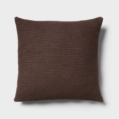 24"x24" Euro Matelasse Decorative Pillow Brown - Threshold (LOCAL PICKUP ONLY)