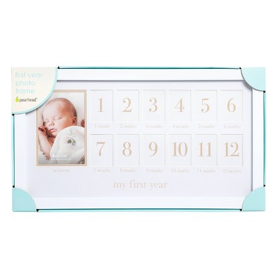 Pearhead First Year Frame - White: Multiple Image, Horizontal Orientation, Wall Mount, Holds 13 Photos