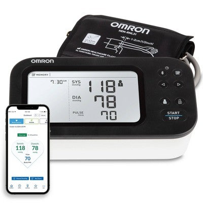 Omron Series 7 Upper Arm Blood Pressure Monitor: Pulse Rate, Mercury-Free, Electric Power Source