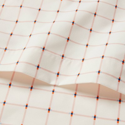 Queen Microfiber Sheet Set Pink Grid - Room Essentials