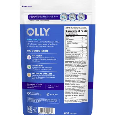 OLLY Extra Strength Sleep Gummies with 5mg Melatonin - Blackberry Zen - 120ct