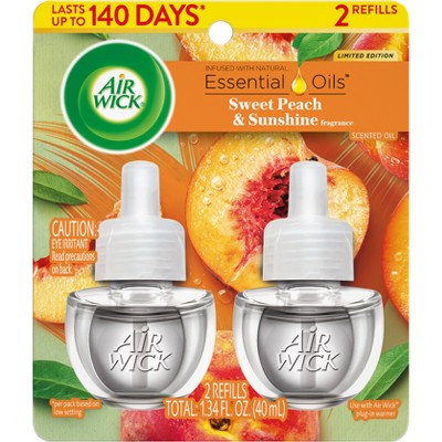 Air Wick Scented Oil Air Fresheners Sweet Peach & Sunshine - 2ct: Electric, Oil Form