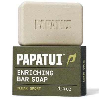 Papatui Men's Exfoliating and Hydrating Sulfate-Free Mango Butter, Avocado Oil and Ceramides Mini Bar Soap - Cedar Sport - 1.4oz