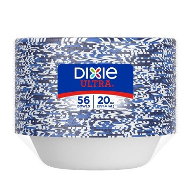 Dixie Ultra Dinner Disposable Paper Bowls - 56ct/20oz: Abstract Pattern, Round Shape