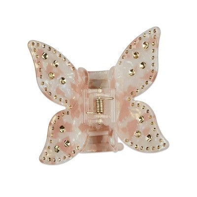 scunci be-u-tiful Gold Embellished Butterfly Claw Clip - Pink Tortoise