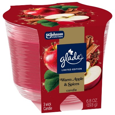 Glade 3 Wick Fall Candle in Glass Jar - Warm Apple & Spices - 6.8oz