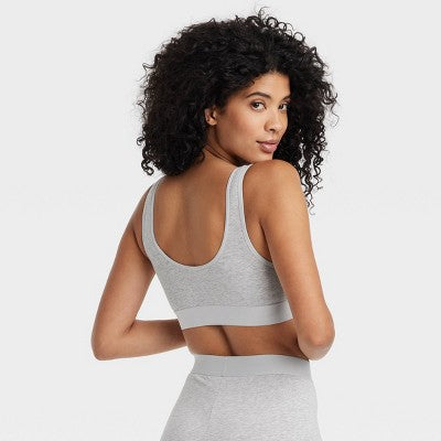 Women's Cotton Stretch Unlined Scoop Bralette - Auden Gray L