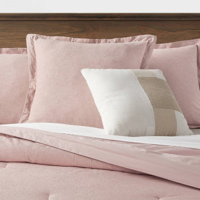 Euro Cotton Linen Blend Chambray Decorative Throw Pillow Terracotta - Threshold: Indoor Square Pillow, Zipper Closure, OEKO-TEX Certified (LOCAL PICKUP ONLY)