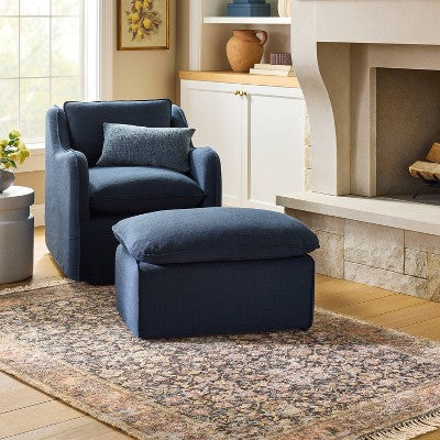 Padded Slipcover Ottoman Blue - Threshold designed with Studio McGee (LOCAL PICKUP ONLY)