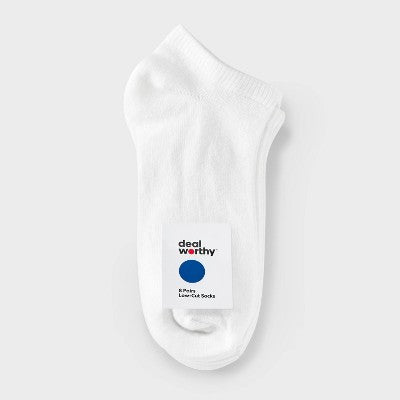 Kids' 8pk Low Cut Socks - Dealworthy White XS/S