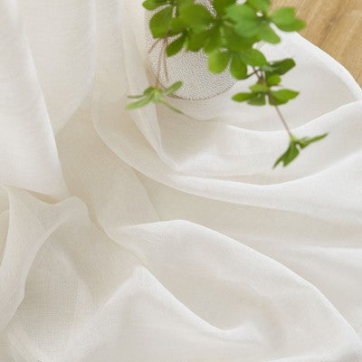 HLC.ME Penelope Faux Linen Textured Privacy Sheer Light Filtering Rod Pocket Curtains Panels, Set of 2 - Ivory, 54 W x 96 L