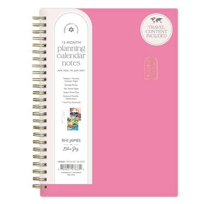 Rhi James for Blue Sky Weekly/Monthly Planner Notes (15 Month) Wirebound 5.875"x8.625" Solid - Pink